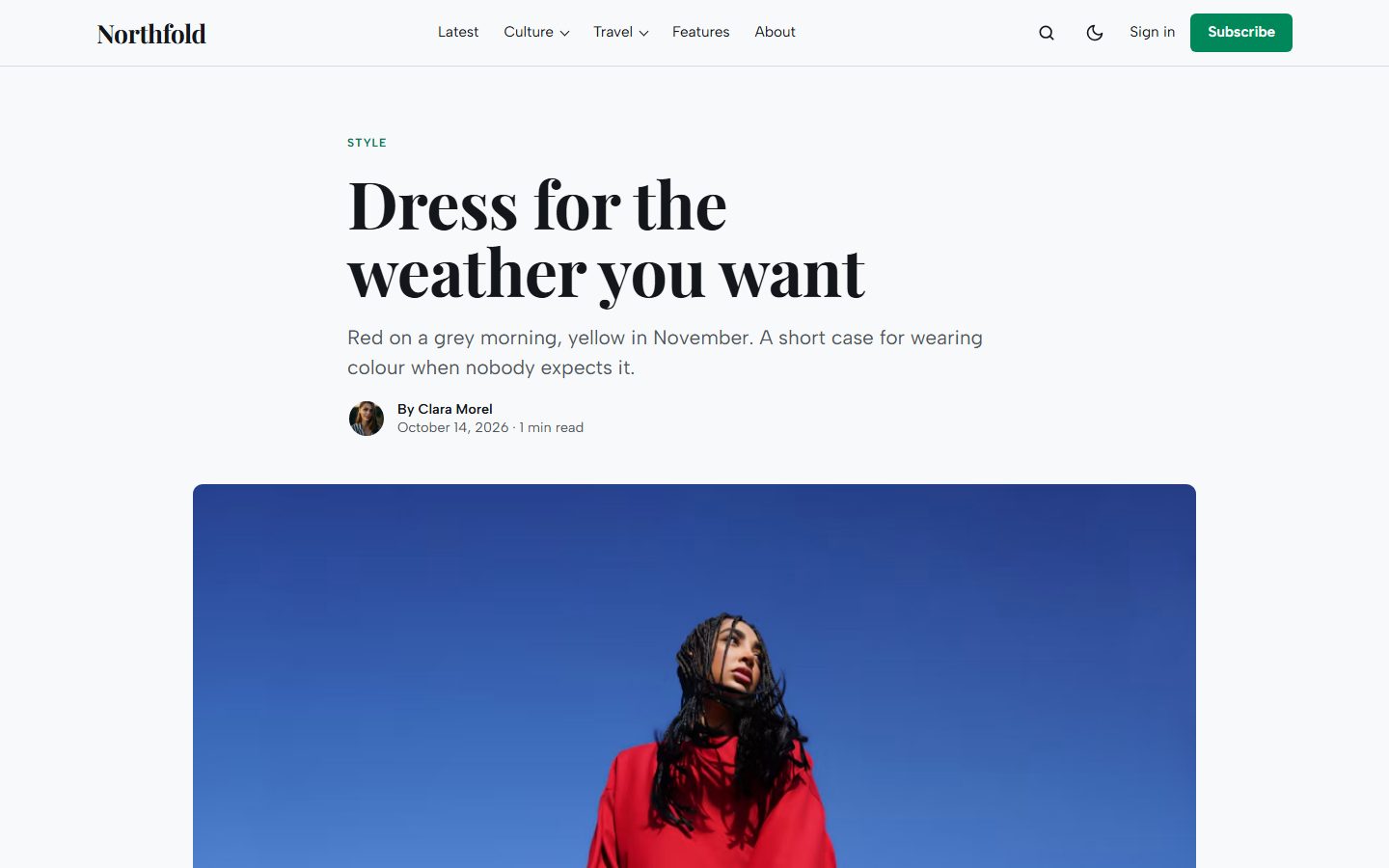 The default article layout